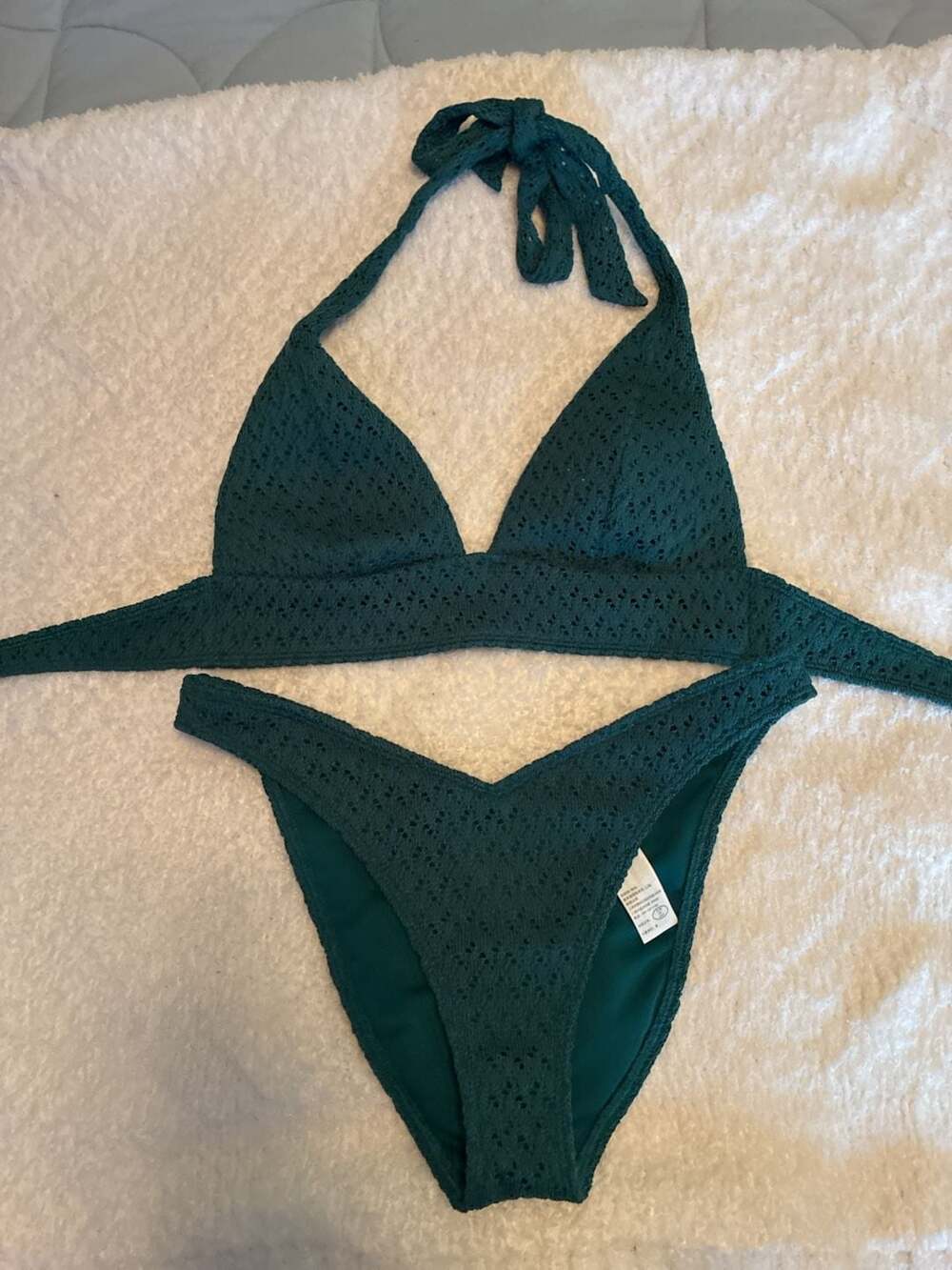 Hollister Halter Bikini Set Size S Green Textured Two Piece NWOT Z118